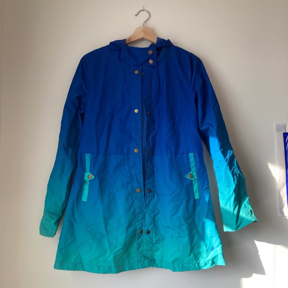 Volcom Ombre Acid Rain Jacket / Windbreaker Teal Blue